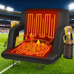 Heated Stadium Seats for Bleachers with Back Support and Wide Cushion, Extra Portable Seat Foldable Chair, USB 3 Levels 5 Pockets, for Outdoor Games