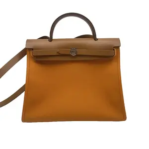 Pre-owned HERMÈS HZ7 Herbag, orange, silver hardware. 71512