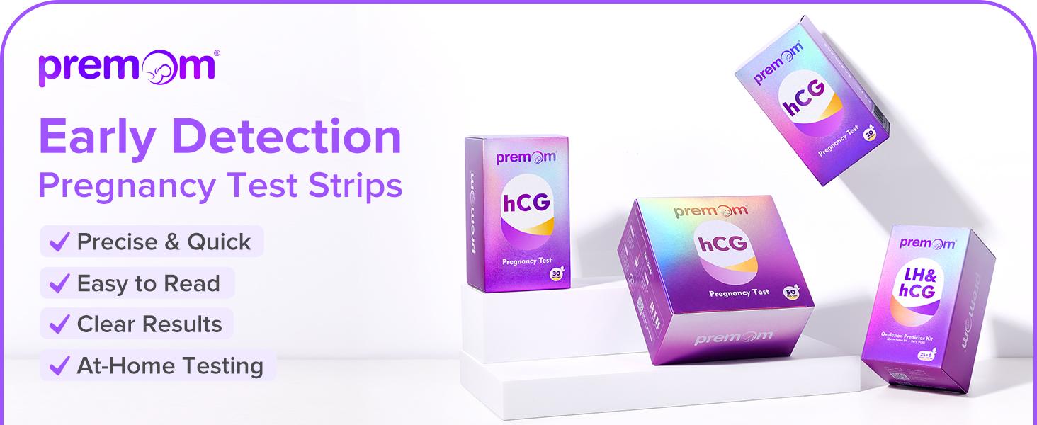 Premom Pregnancy Test Strips- 30/50 Pack Early Detection Pregnancy Test Kit Powered by Premom Ovulation APP for TTC Women