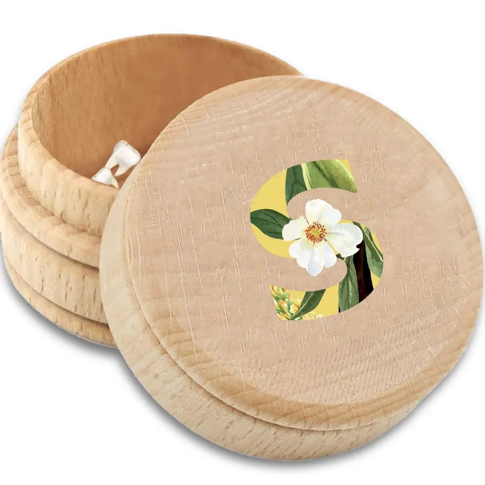 Wooden Tooth Box, 1 Count Flower Pattern Tooth Storage Box, Dustproof Tooth Container, Souvenir for Lost Tooth, Memory Recording Teeth Information