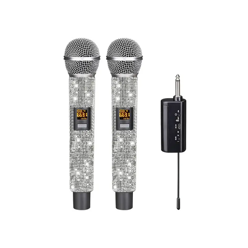 Ergonomic Handheld Wireless Microphones - 1-to-2 Plug-and-Play Karaoke Audio System, Durable Device with Ergonomic Handheld Body, Stable Wireless Transmission for Indoor Home Use, Live Broadcast, Small Stages