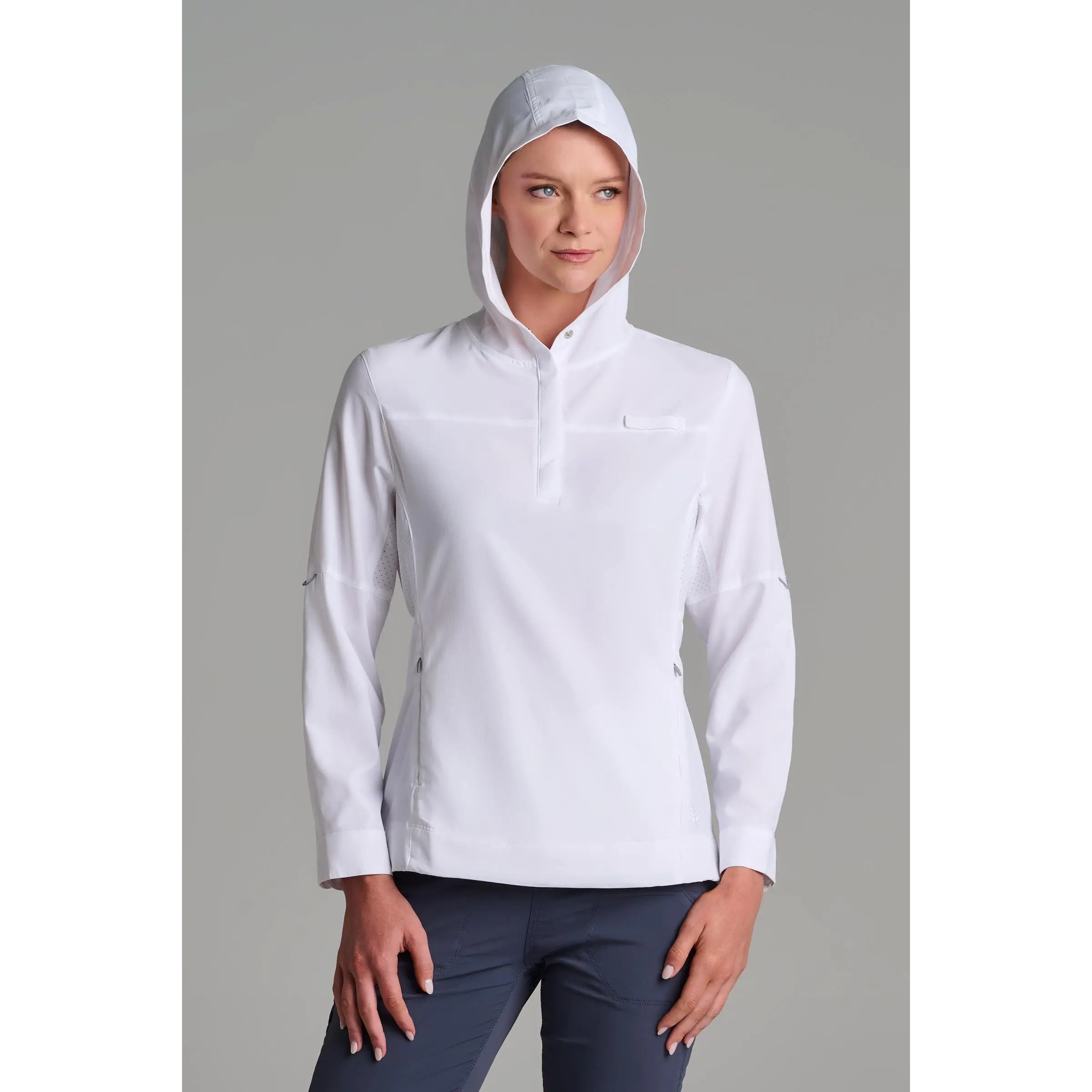Sea Spray | Women's Henley Hoodie | White