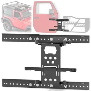 【Yzona】Door Storage System Hangers Rack Bracket Compatible with 2007-2025 Jeep Gladiator JT & Wrangler JK JKU JL JLU Unlimited 2 Doors, Wall Mounted Removable Doors Holder (Front & Rear Doors, Black)