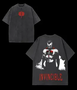 Omni Man 2 Invincible War 2 , Comics T-Shirt, TV Show Comics Washed T-shirt Heavyweight Cotton, Unisex Shirt Streetwear Tropical graphic tshirt Fabric Menswear