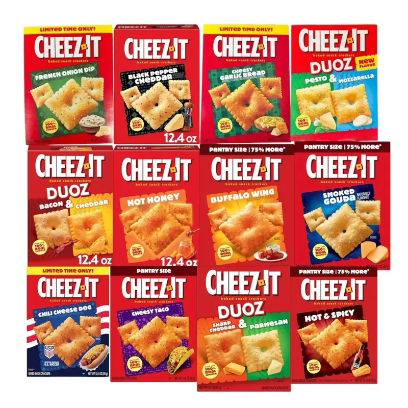 Assorted Cheez-it Bundle Of 3- Flavors Will Vary - French onion, Garlic bread, Gouda Cheese, Hot, & More Assorted Cheez-it Bundle Of 3- Flavors Will Vary - French onion, Garlic bread, Gouda Cheese, Hot, & More