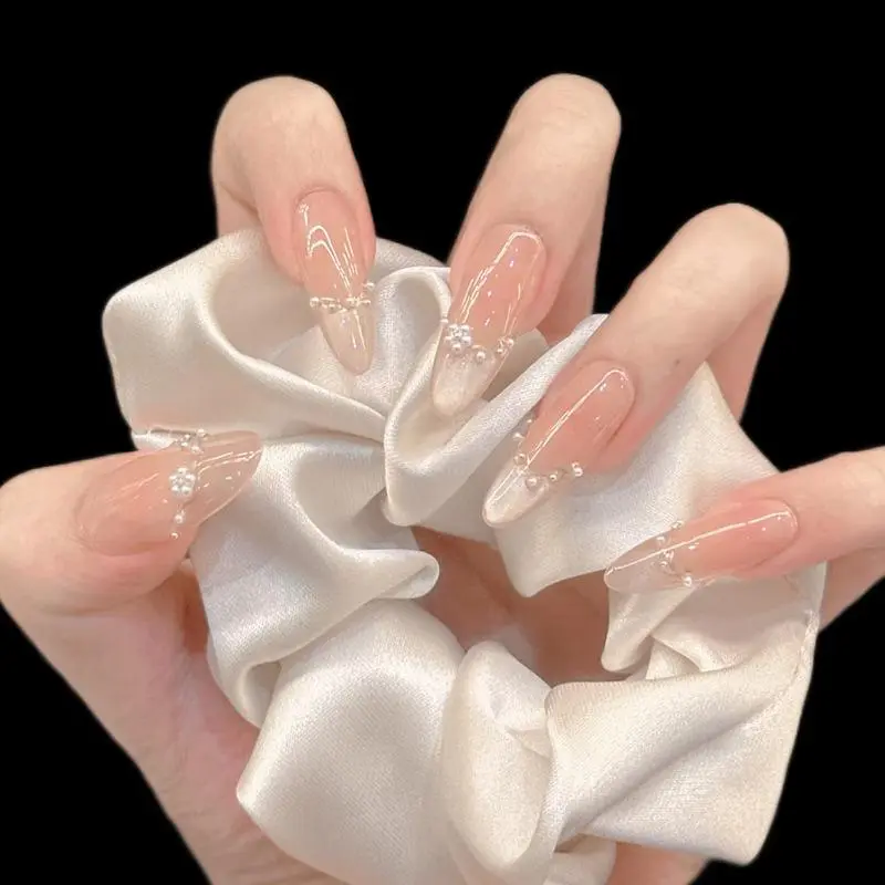 24pcs long Almond Acrylic Adhesive Fake Nail for Girls Autumn Artificial False Nails with Glue Cheap Press on Nails Tips 2026