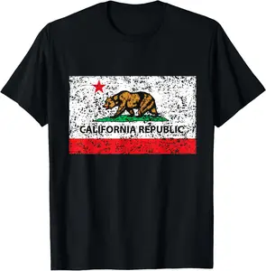 100% Cotton California Republic Cali Flag T-Shirt Socal Norcal Cencal T