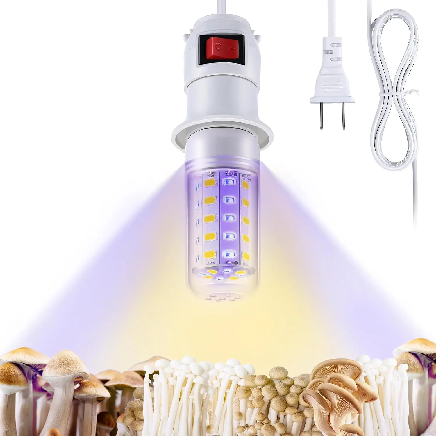 1 Pack Hanging Mushroom Grow Light for Indoor Plants(360° Corn Bulb)| Indoor Growing Light, E27 Bulb Design, Mushroom & Plant Growing Support