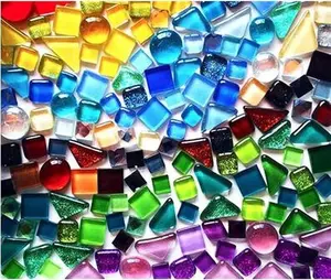 500g Glue Down Irregular Tiny Mosaic Tile Hobbies Children Handmade Crystal Craft for Bathroom Kitchen Home Decoration DIY Art Projects,0.4X0.4 Inch(Mixed Color Series)