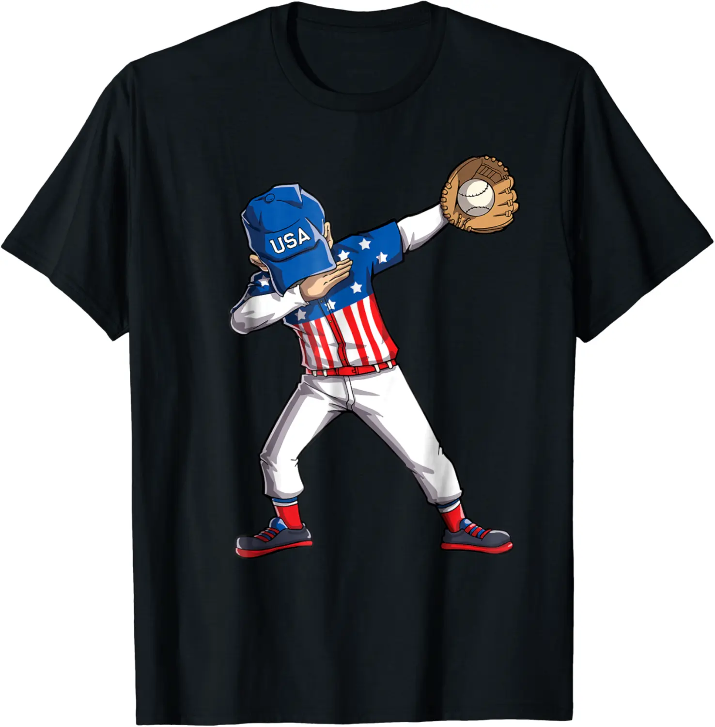Baseball Dabbing T Shirt USA Merica 4th of July Dab Dance - Gabriellef Shop 91B07KWS9WNM