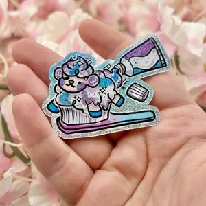 Sparkle Toothpaste Sprout ~ Pixie Dust Glitter Sticker