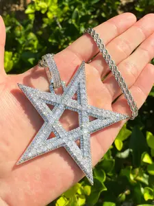 Iced Out Big 5 Star Necklace Pendant for Men 5A Cubic Zirconia Rapper Hip Hop Jewelry Bling Necklace Iced Out Big 5 Star Necklace Pendant for Men 5A Cubic Zirconia Rapper Hip Hop Jewelry Bling Necklace