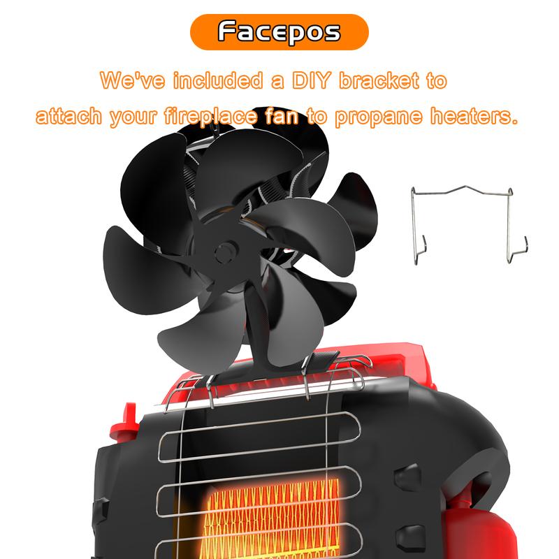 Facepos 2025 Dual-Sided 12-Blade Heat Powered Wood Stove Fan – Upgraded Fireplace Fan for Buddy Heater and Airflow Circulation Facepos 2025 Dual-Sided 12-Blade Heat Powered Wood Stove Fan – Upgraded Fireplace Fan for Buddy Heater and Airflow Circulation