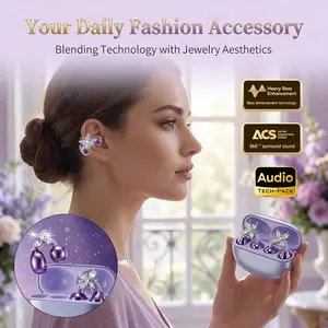New Senyang-2026 Butterfly Earrings, Clip-On Bluetooth-compatible Earbuds, Wireless Earphones, Wireless Headphones, Audio, Heavy Bass, Long Battery, Gift Idea