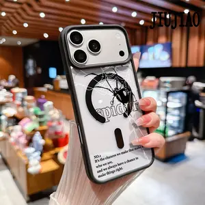 Magnetic Soft Case for iPhone 17 16 Pro Max Plus 15 14 13 12 11 AirSpider Pattern Anti-Yellowing Shockproof ultra-thin Silicone Crystal Transparent Acrylic Cover Supports Wireless Charging