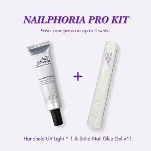 Nailphoria PRO KIT with Solid Nail Glue Gel and Handheld UV Light
