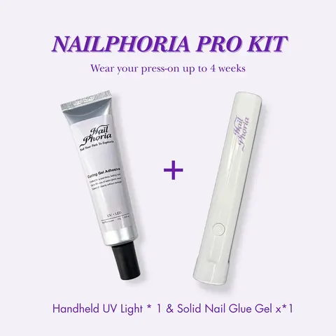 Nailphoria PRO KIT with Solid Nail Glue Gel and Handheld UV Light