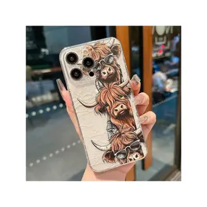 Creative Cow Pattern Phone Case, Shockproof Decorative Phone Protector Cover, Phone Accessory Compatible With IPhone 11 12 13 14 15 Series