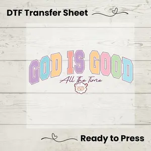 God Is Good DTF Transfer Sheet - Christian Pastel Faith Design