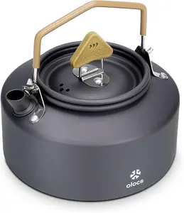 Alocs Camping Kettle - 1L Mini Camp Kettle - Portable Camping Tea Kettle - Lightweight Aluminum Camping Coffee Pot with Carry Bag for Outdoor Hiking Picnic Traveling and Backpacking