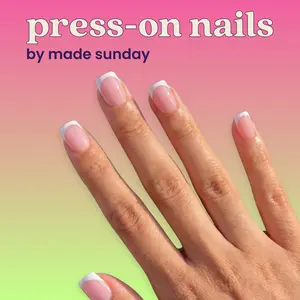 Made Sunday Off Duty Press-On Nails | Short Square French Tip | Glossy Finish | Easy to Use