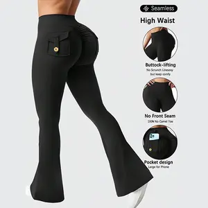 Women's High Waist Flare Leggings Tummy Control Stretchy Workout Yoga Pants Casual Lounge Trousers