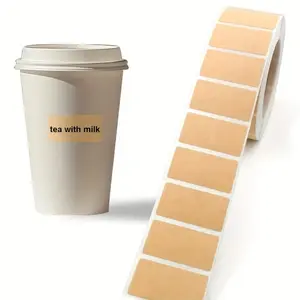 800pcs/roll Kraft Paper Stickers Rolls of Self-adhesive Stickers Can be Handwritten Classification Packaging Note，Home Packaging Seal Labels Rectangle