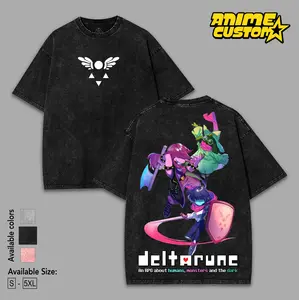 Deltarune V2 Game Graphic Tees Washed Tee Game Acid Washed Lightweight Cotton TSHIRT, Gift For Gamer Men's Regular, men gifts graphic tee