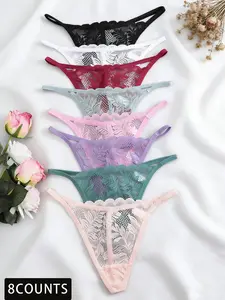 Women's Solid Color Sheer Lace Thong, Soft Comfy Breathable Drop Waist Panty for Daily Wear, Women's Underwear for All Seasons, Drop Waist Knicker, Fashion Comfy Underwear