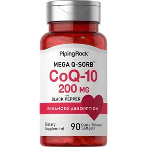 Piping Rock CoQ10 200mg Softgels | 90 Count | Supplement for Women and Men | with Black Pepper Extract | Non-GMO, Gluten Free