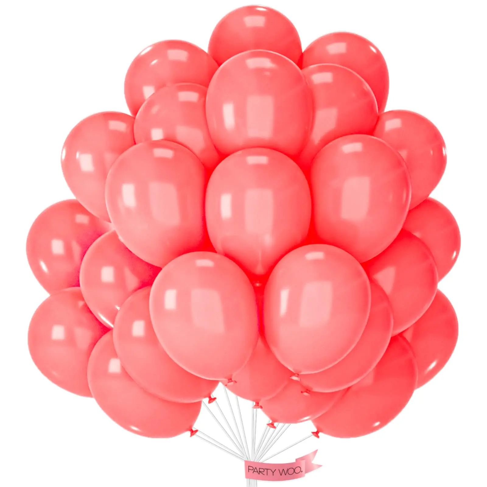 PartyWoo Thick 12in Round Coral Rubber Latex Float Balloons, 50pcs Pastel Red Balloon Arch & Birthday Theme Colored Festive Decor for Weddings, Birthday Parties Red-Q11, Balloon Arch Balloons