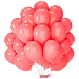 PartyWoo Thick Round Rubber Coral Balloons, 50pcs 12in Pastel Red Coral Pink Latex Float Balloons for Wedding, Birthday, Summer Themed Party Decorations Red-Q11