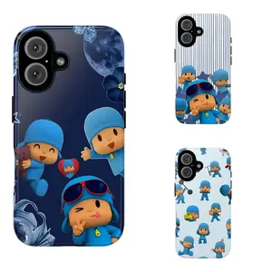 Cute PPocoyo Tough Phone Case, Blue Cartoon Character Themed Phone Case Premium , Protection, Shockproof,  Anti-Fingerprint Suitable for iPhone 17/16/15/14/13/12/11 Pro Max/Plusand Samsung Galaxy S23-25, shock-absorbing, anti-drop protective case, lightwe