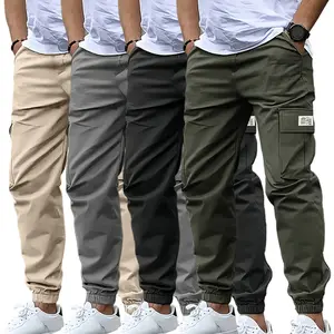 Summer atmosphere: Men's summer multi pocket quick drying work pants, loose and casual, breathable and skin friendly, fashionable and versatile ankle binding pants