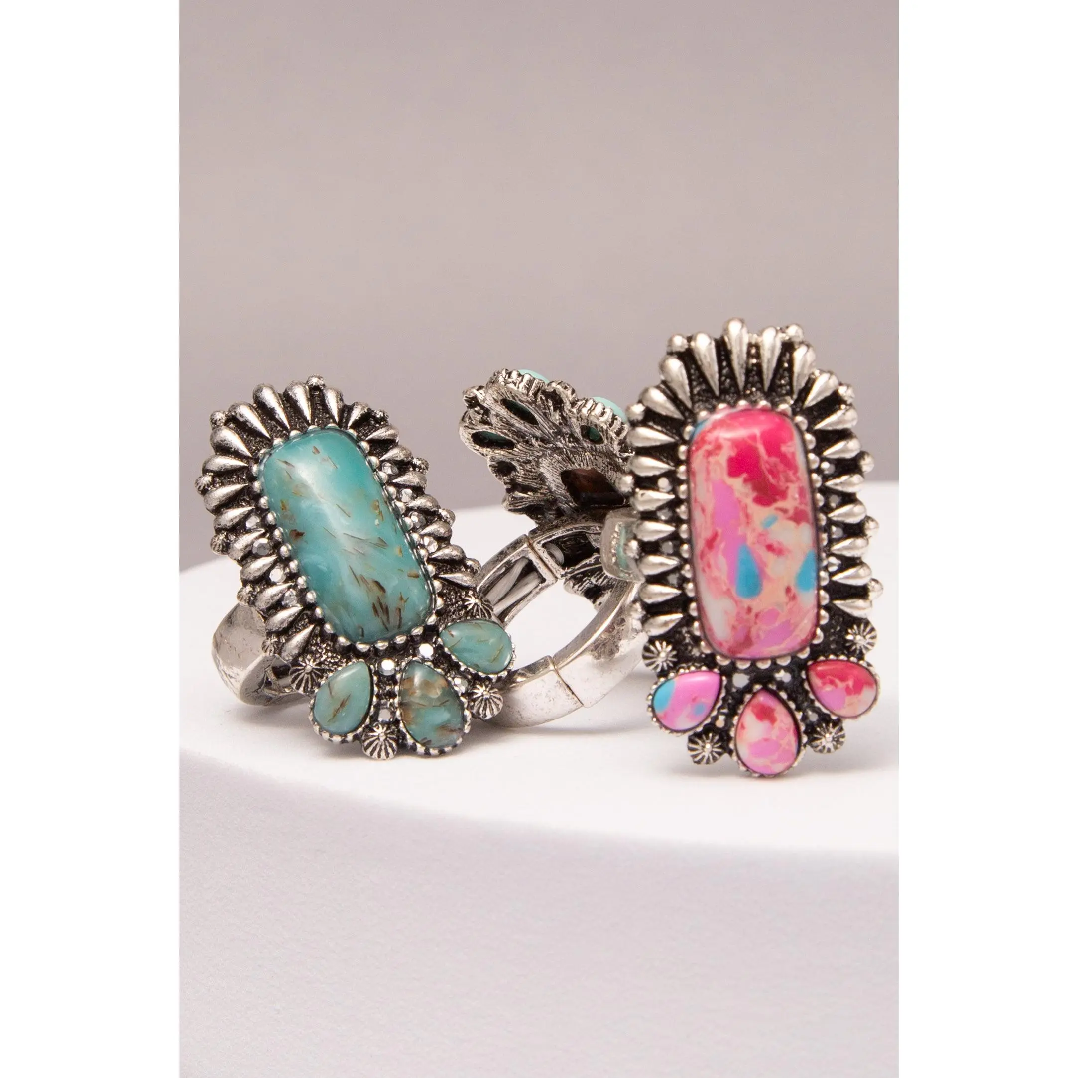 Scarlett Western Multicolor Multi shape Turquoise Stretch Ring