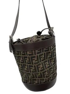 Pre-owned FENDI FF Monogram Drawstring Bucket Bag/WJAD12129803/9803