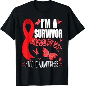 I'm A Survivor Stroke Awareness - Red Ribbon Brain Attack T-Shirt