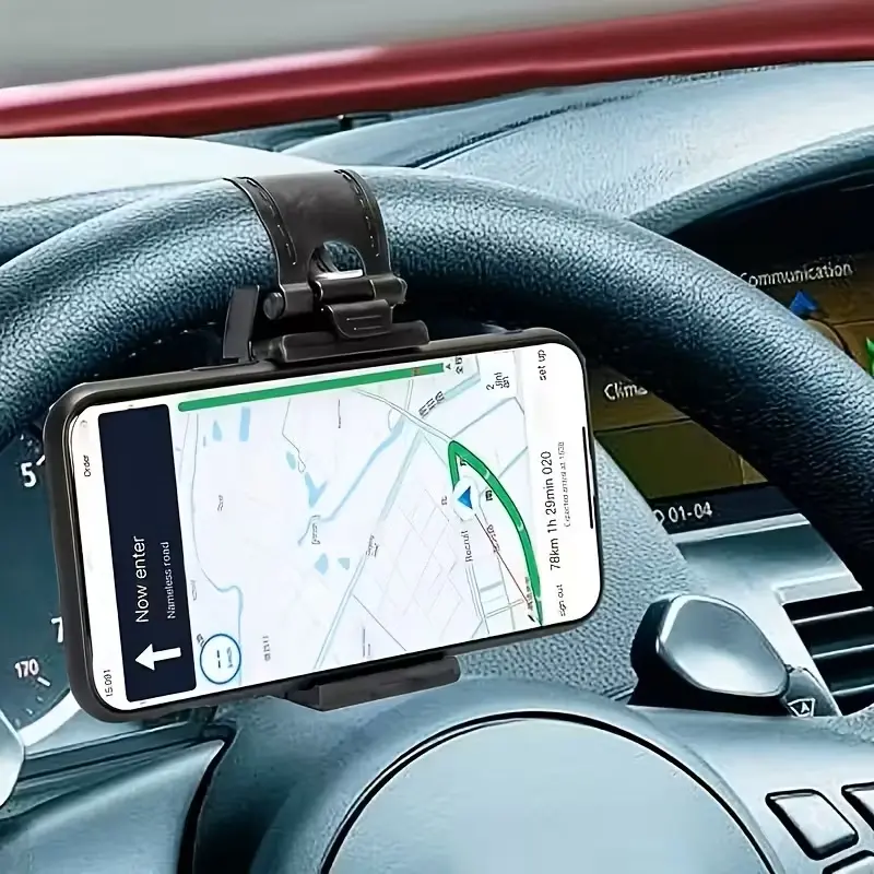 Universal Car Phone Holder, Plastic Steering Wheel Mount, Durable and Easy-To-Use Bike Clamp, Mobile Support Stand for Vehicles, Car Cellphone Mount, Car Mount Smartphone, Cell Phone Holders