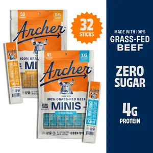 Archer Mini Beef Sticks Variety Pack, Original, Beef & Cheese, 32ct