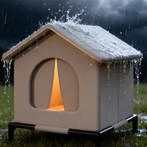 All-Weather Outdoor Cat House with Waterproof Elevated Base, Insulated Winter Shelter for Stray Cats and Puppies, Easy Assembly Pet Bed