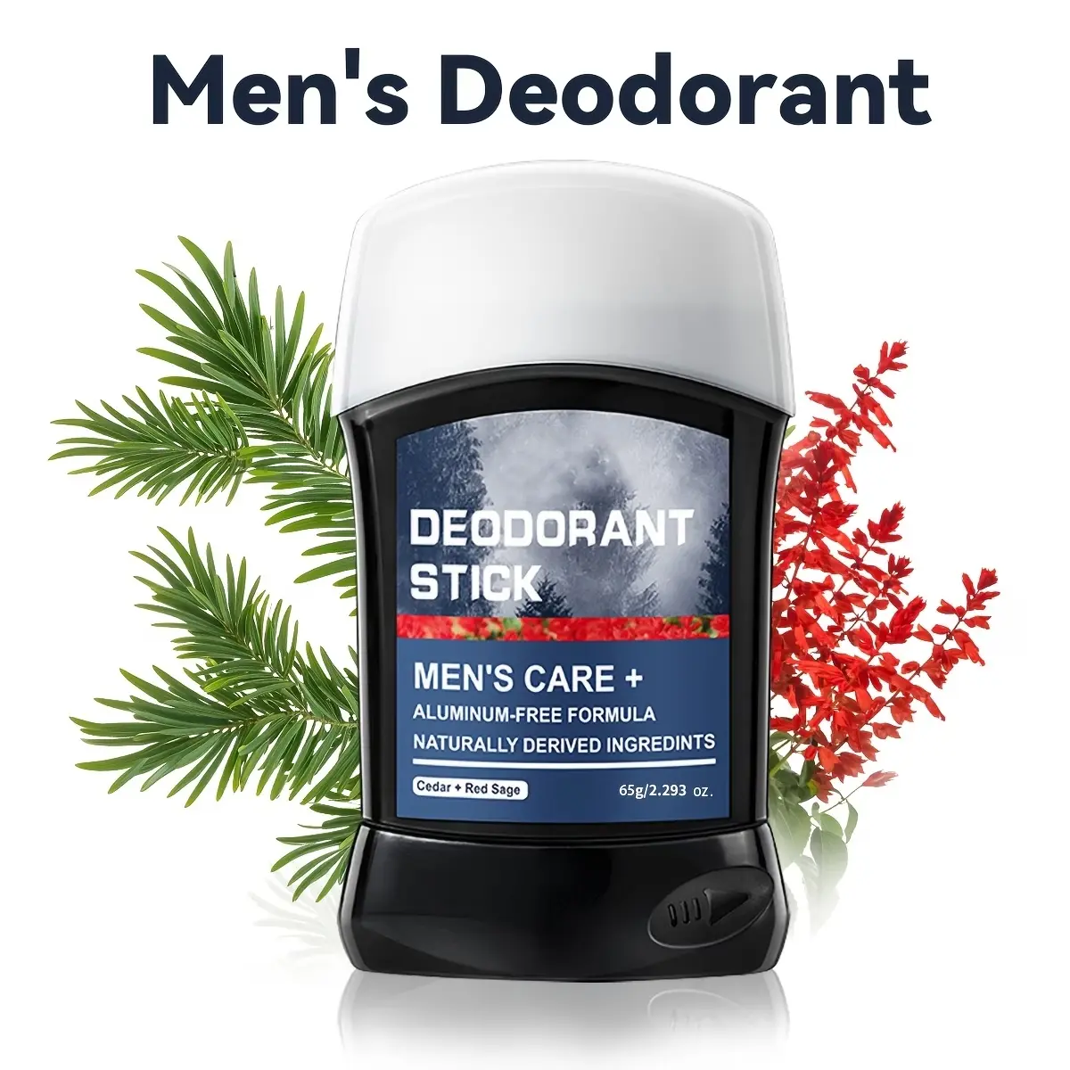 Aluminum-Free Deodorant Stick for Men, Cedar & Red Sage Scent with Naturally Derived Ingredients, Portable Body Care for Everyday Freshness