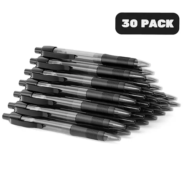 30 Pack Ballpoint Pens Bulk, Retractable Black Pens Ballpoint Medium Point 1.0 mm with Super Soft Grip, No Bleed Ink Pens Smooth Writing, School, Office, Teacher Supplies, Best Gifts for Coworkers