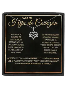 To My Bonus Daughter Infinity Heart Necklace with Message Card and Gift Box Birthday/Wedding/Family Love Jewelry