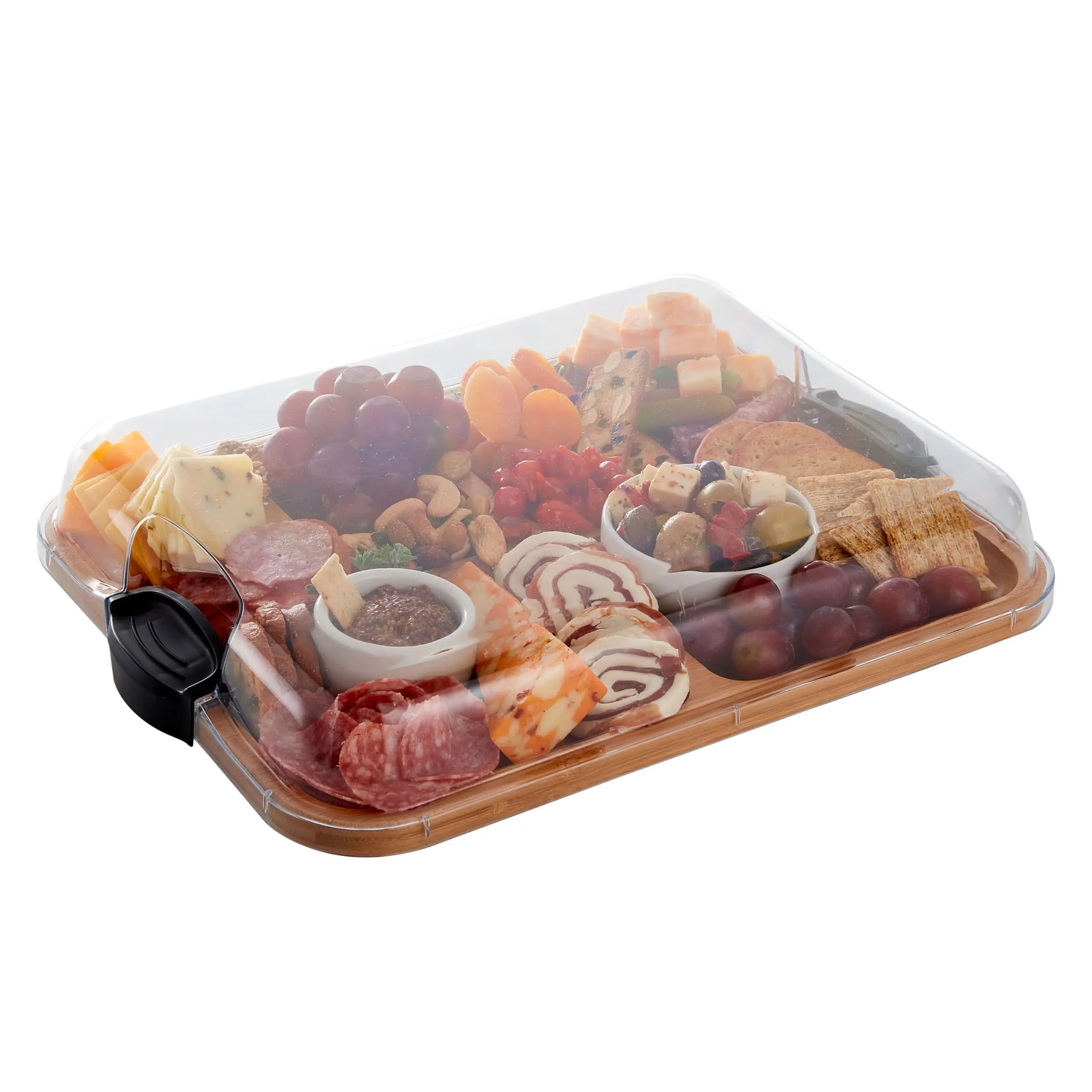 Build-a-Board Cutting Board with Compartments and Clear Locking Lid for Charcuterie, Snacks, and More-Make it. Take it. Enjoy it, 11x14 Inch