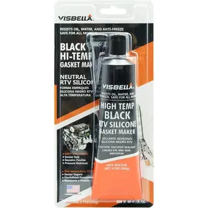Visbella High Temperature RTV Silicone Gasket Maker, Sealed Oil Resistant Waterproof Quick Dry Liquid for Bonding Internal Combustion, Steam Turbines, Automotive Engine Parts 3.7OZ (Black)