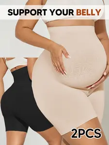 2-Pack Maternity Support Shorts, Comfortable Breathable Belly Band, Plus-Size High Waist Short Dress, Stylish Versatile Everyday Wear