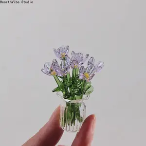 7 flowers glass simulation flower decoration ornaments, handcrafted mini glass flowers, DIY flower arrangement bouquets, faux flowers, Artificial mixed flower, suitable for gifting, event decorations,summervibes