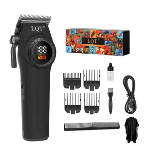 LQT Premium Men's Cordless Hair Cutting Kit, Rechargeable Electric Clipper with Digital Power Display, Full Accessories Including Combs, Cape & USB Cable, Ideal for Home Grooming & Professional Barbers