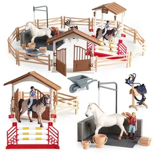 Oenux Farm Horse Race Model Action Figures DIY Equestrianism Horseman Animals Figurine Cute Education Collection Kids Toy Gift
