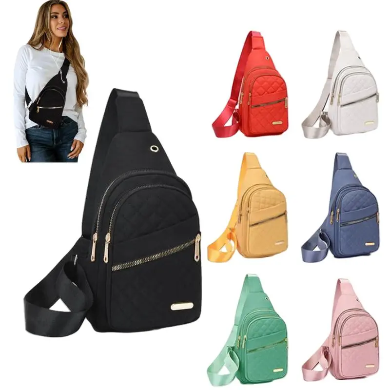Solid Color Quilted Fanny Pack - Casual Zipper Chest Belt Bum Bag, Adjustable Sling Bag for Daily Use, Lightweight & Waterproof